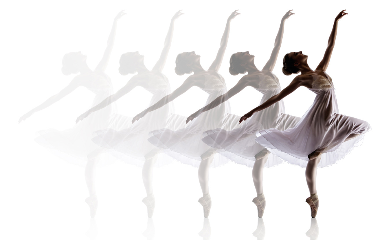 Ballet dancer shown through a sequence of movement